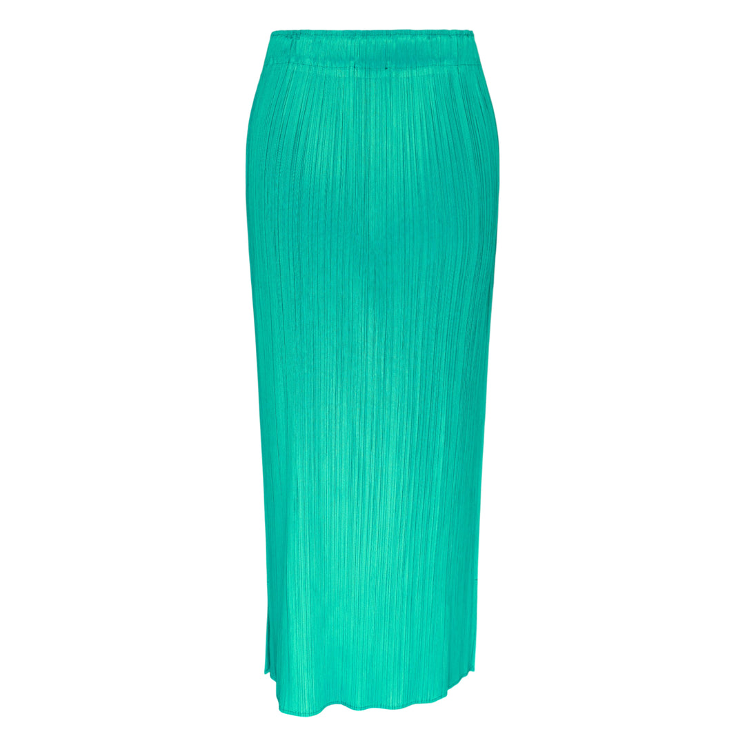 Pleats Please Issey Miyake Monthly Colors May Skirt in cobalt blue — fine-pleated midi skirt with elasticated waistband and side pocket
