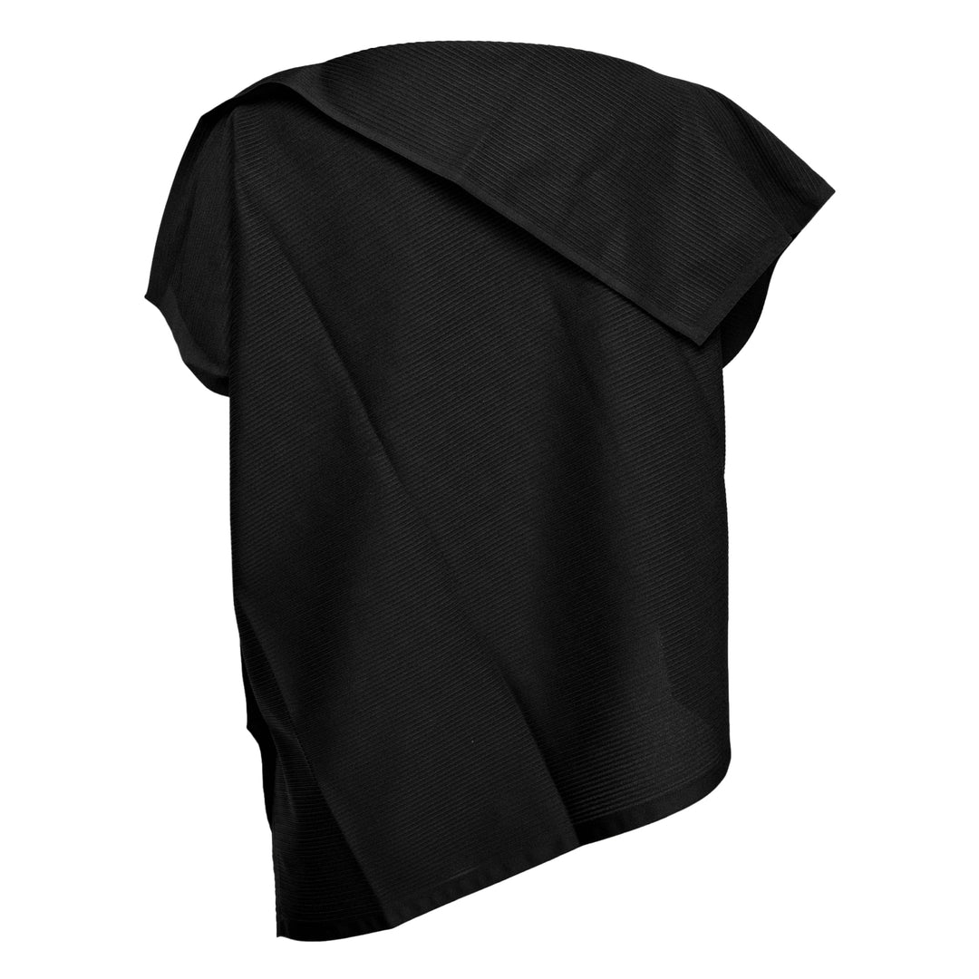 Pleats Please Issey Miyake A-POC Sea Glass Shirt in black ribbed pleated knit with asymmetric hem and oversized silhouette