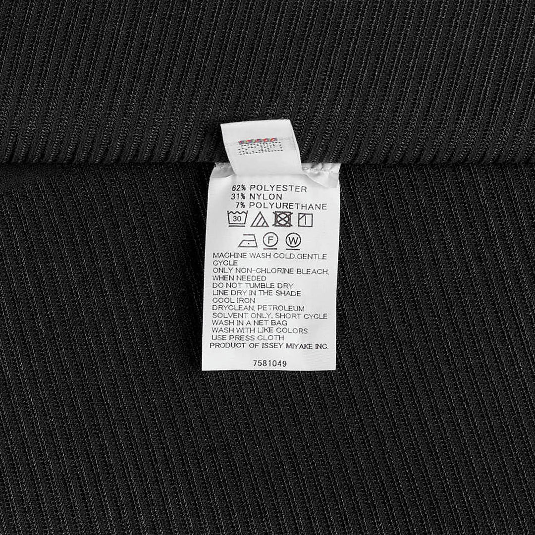 Pleats Please Issey Miyake A-POC Sea Glass Shirt in black ribbed pleated knit with asymmetric hem and oversized silhouette