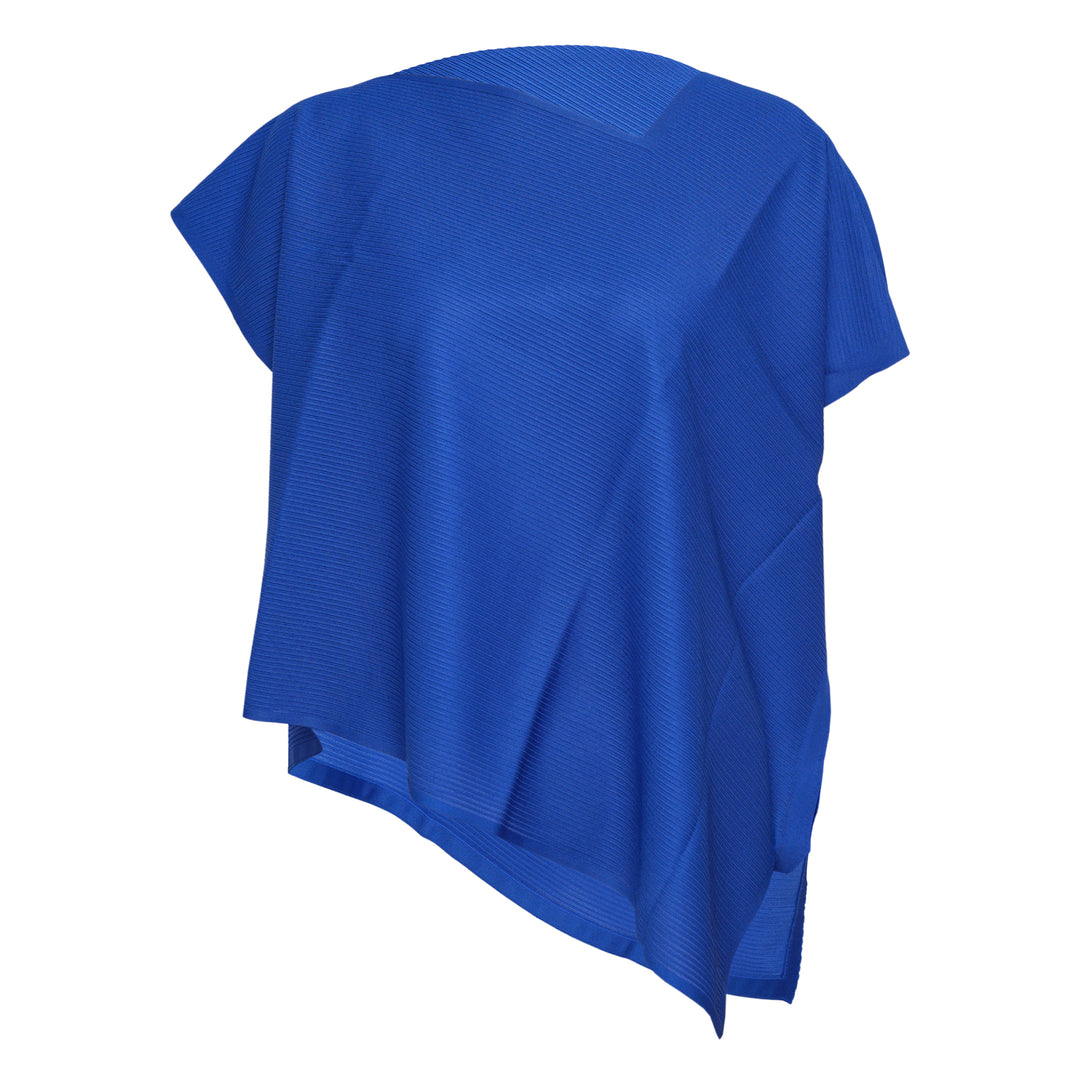 Pleats Please Issey Miyake A-POC Sea Glass Shirt in black ribbed pleated knit with asymmetric hem and oversized silhouette