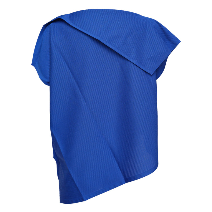 Pleats Please Issey Miyake A-POC Sea Glass Shirt in black ribbed pleated knit with asymmetric hem and oversized silhouette