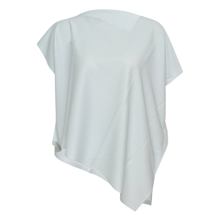 Pleats Please Issey Miyake A-POC Sea Glass Shirt in black ribbed pleated knit with asymmetric hem and oversized silhouette