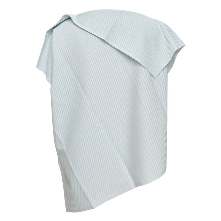 Pleats Please Issey Miyake A-POC Sea Glass Shirt in black ribbed pleated knit with asymmetric hem and oversized silhouette