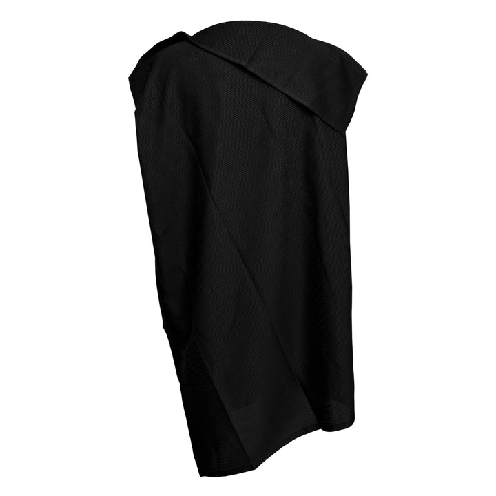 Pleats Please Issey Miyake A-POC Sea Glass Tunic in black with fine pleated texture and asymmetric hemline
