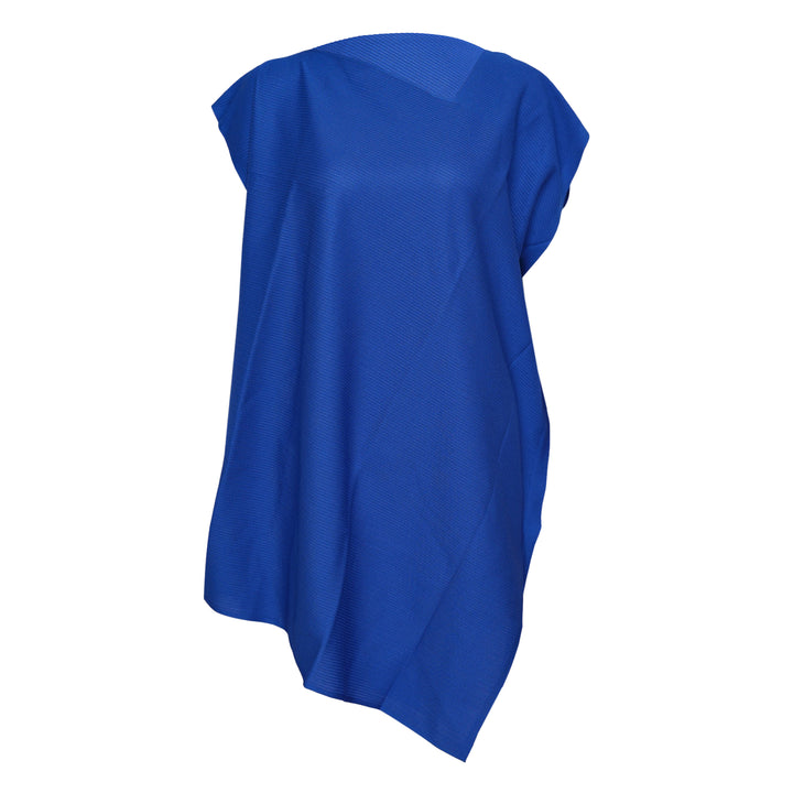 Pleats Please Issey Miyake A-POC Sea Glass Tunic in black with fine pleated texture and asymmetric hemline