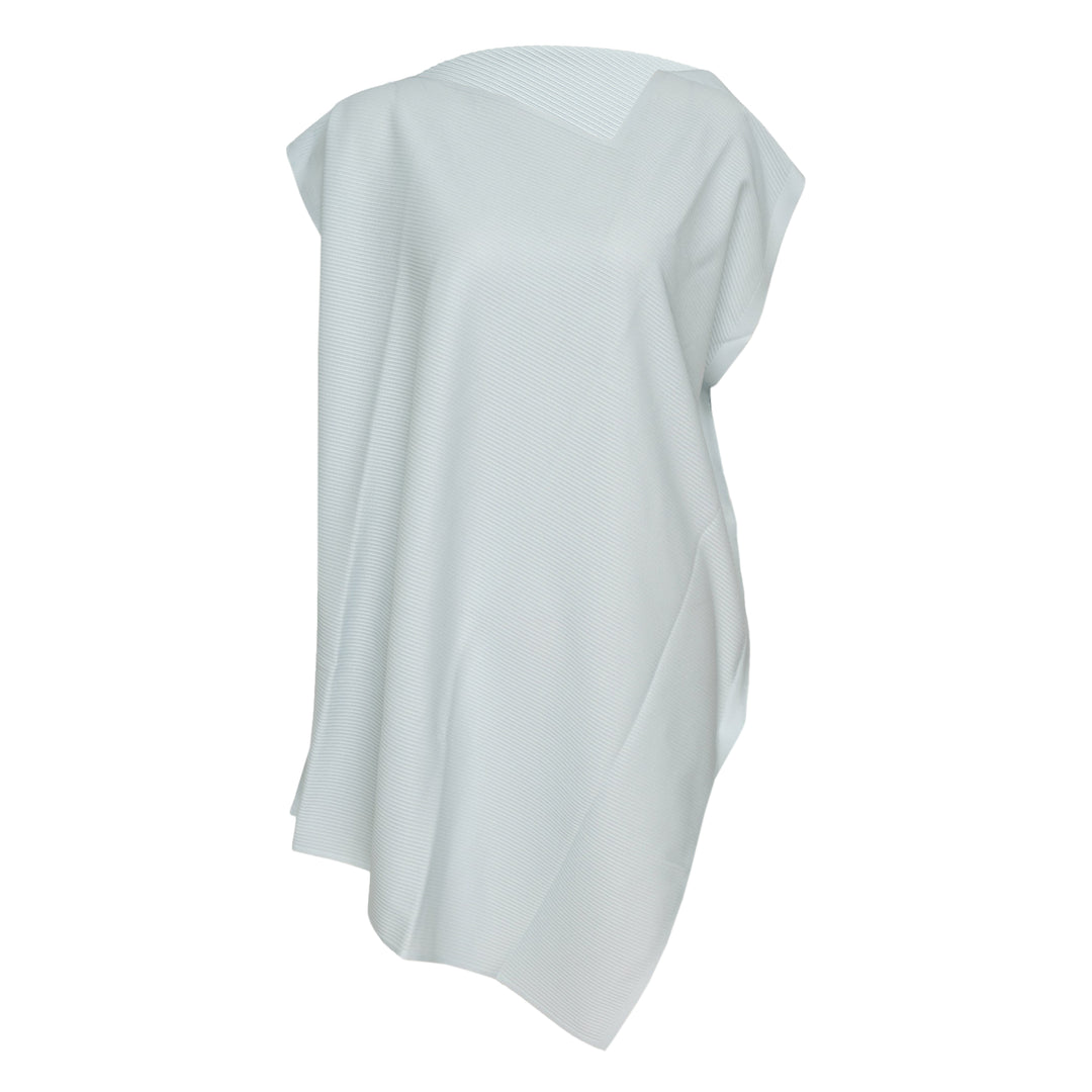 Pleats Please Issey Miyake A-POC Sea Glass Tunic in black with fine pleated texture and asymmetric hemline