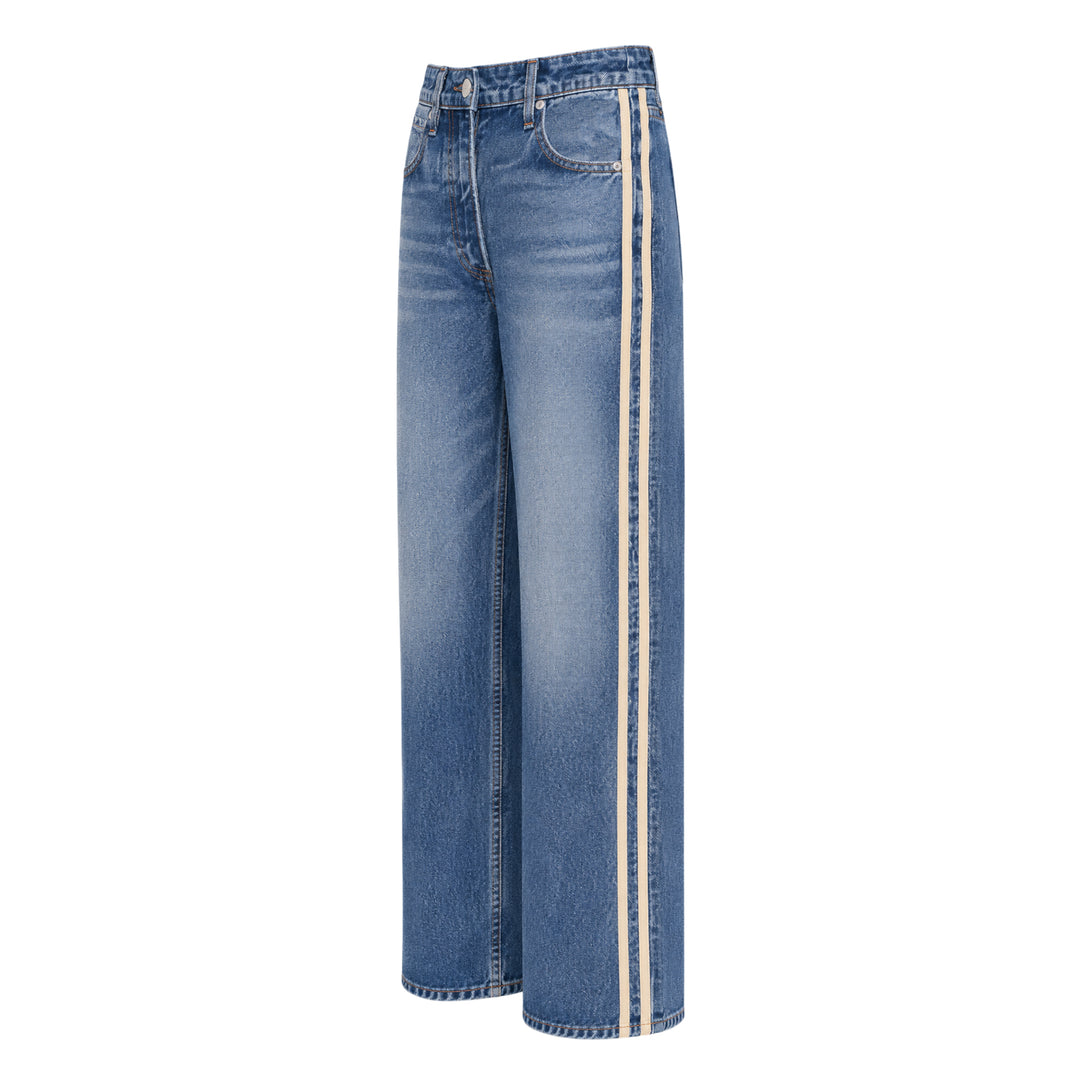 Side Stripe Wide Leg Jeans