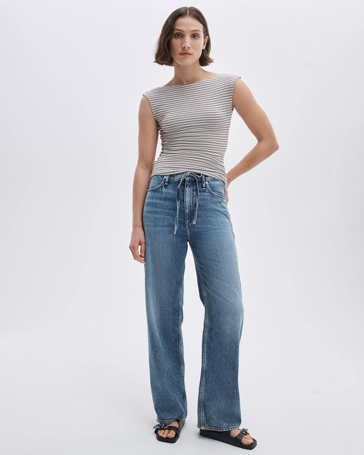 Luca Stripe Rib Open Back Tee