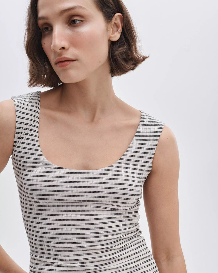 Luca Stripe Rib Open Back Tee