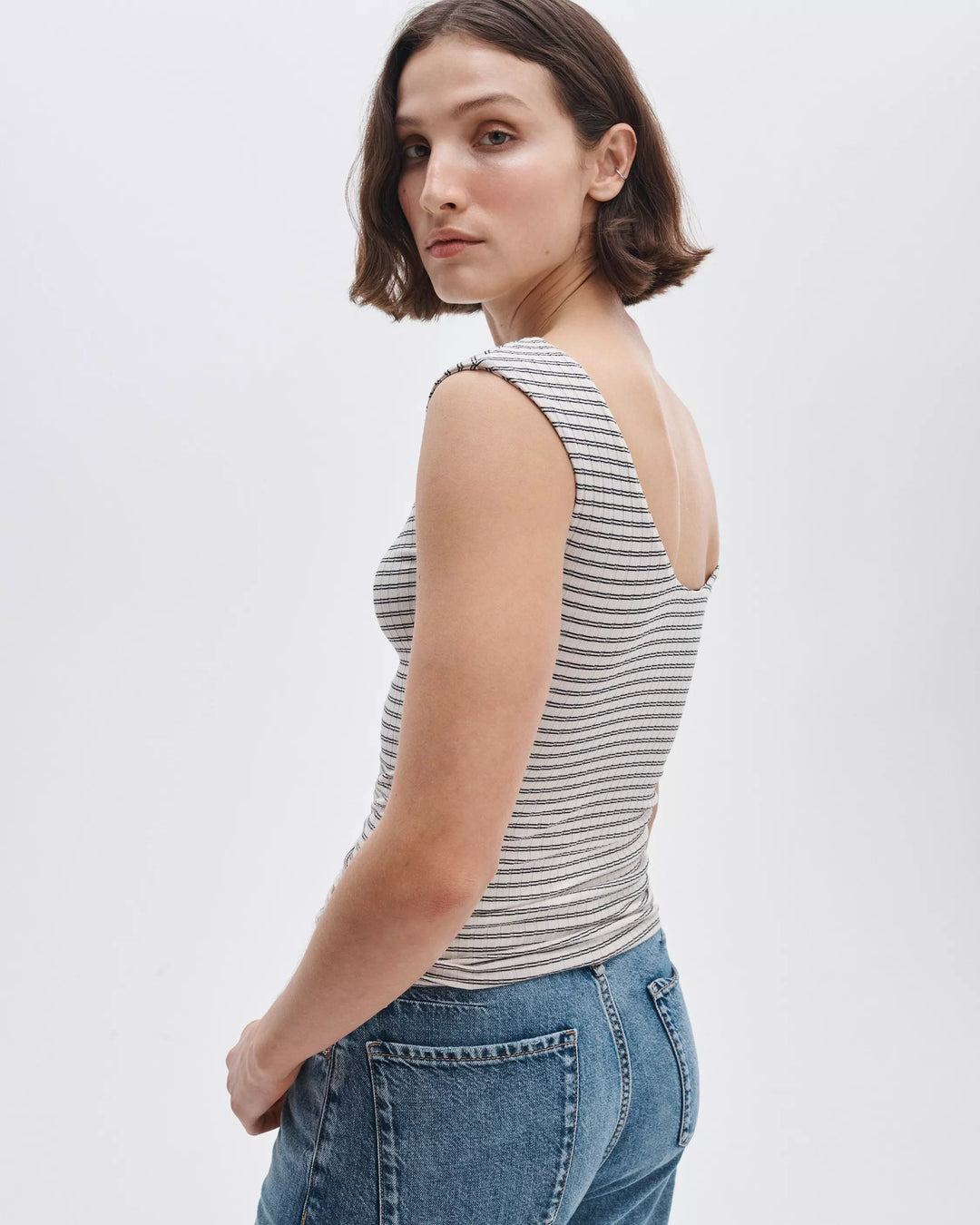 Luca Stripe Rib Open Back Tee