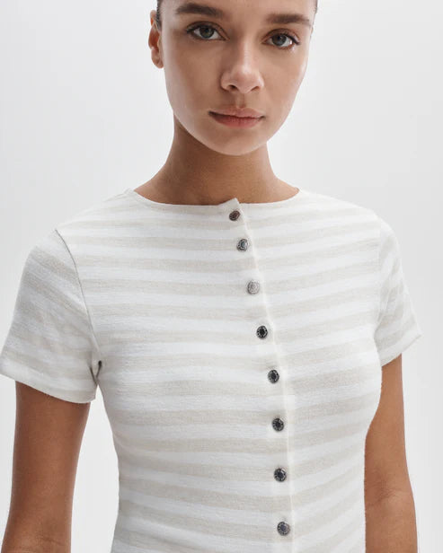 Knit Stripe Button Tee