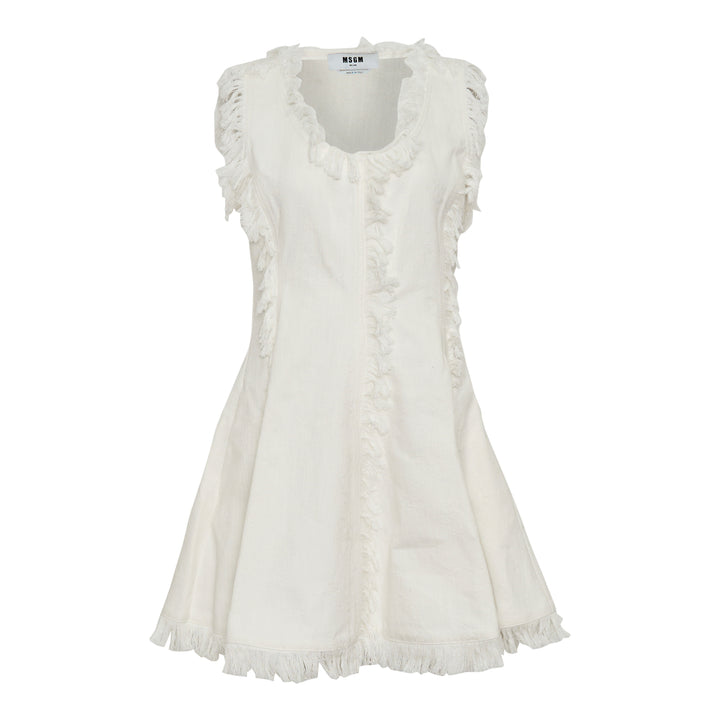 MSGM White Textured Dress – Available at Club 21, Official Retailer in Singapore, Malaysia & Thailand with Global Shipping Online
