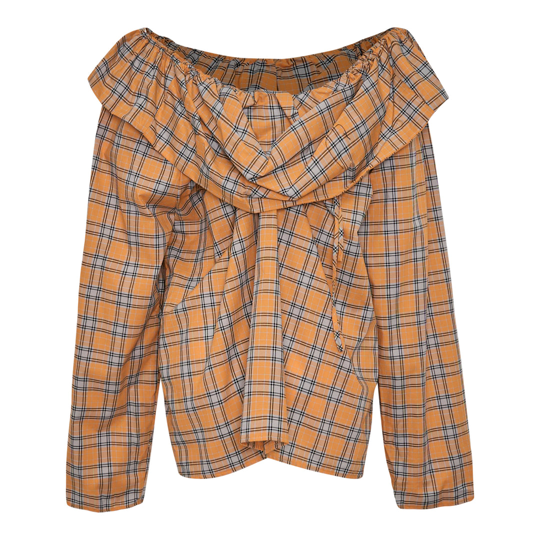 MSGM Plaid Off-Shoulder Blouse – Available at Club 21, Official Retailer in Singapore, Malaysia & Thailand with Global Shipping Online