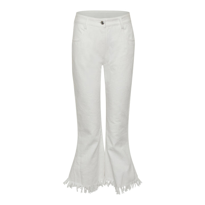 MSGM White Fringe Hem Pants – Available at Club 21, Official Retailer in Singapore, Malaysia & Thailand with Global Shipping Online
