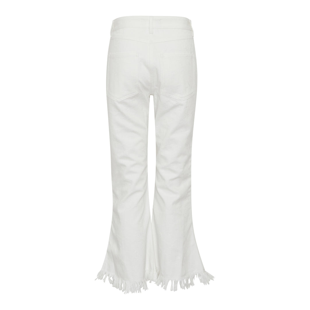 MSGM White Fringe Hem Pants – Available at Club 21, Official Retailer in Singapore, Malaysia & Thailand with Global Shipping Online