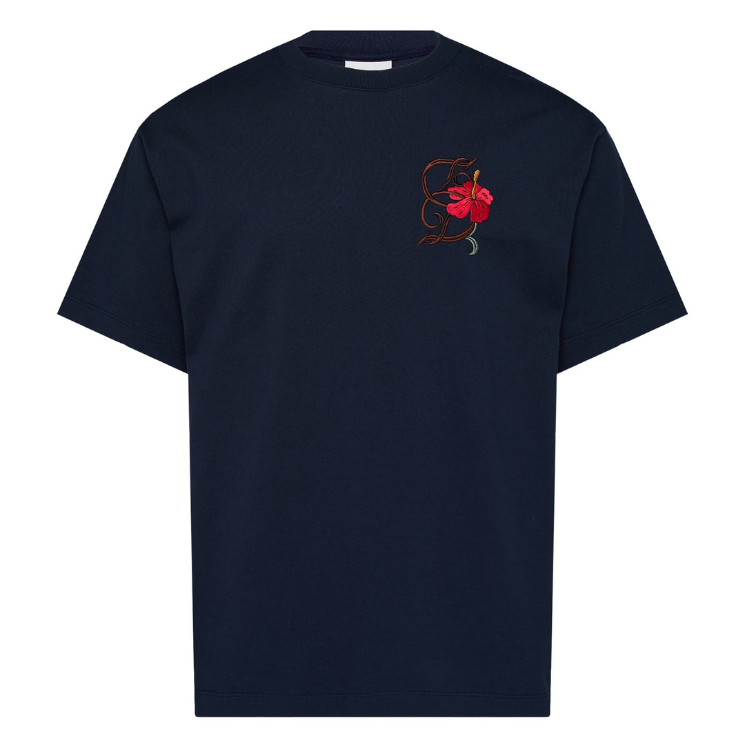 Hibiscus Embroidered T-Shirt