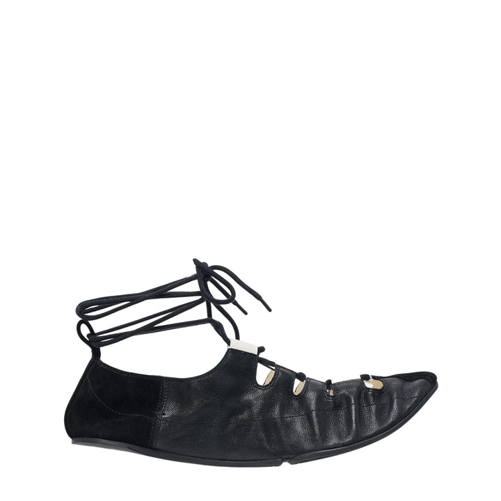 Fold Laced Nappa Lambskin Flats