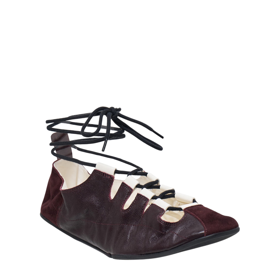 Fold Laced Nappa Lambskin Flats
