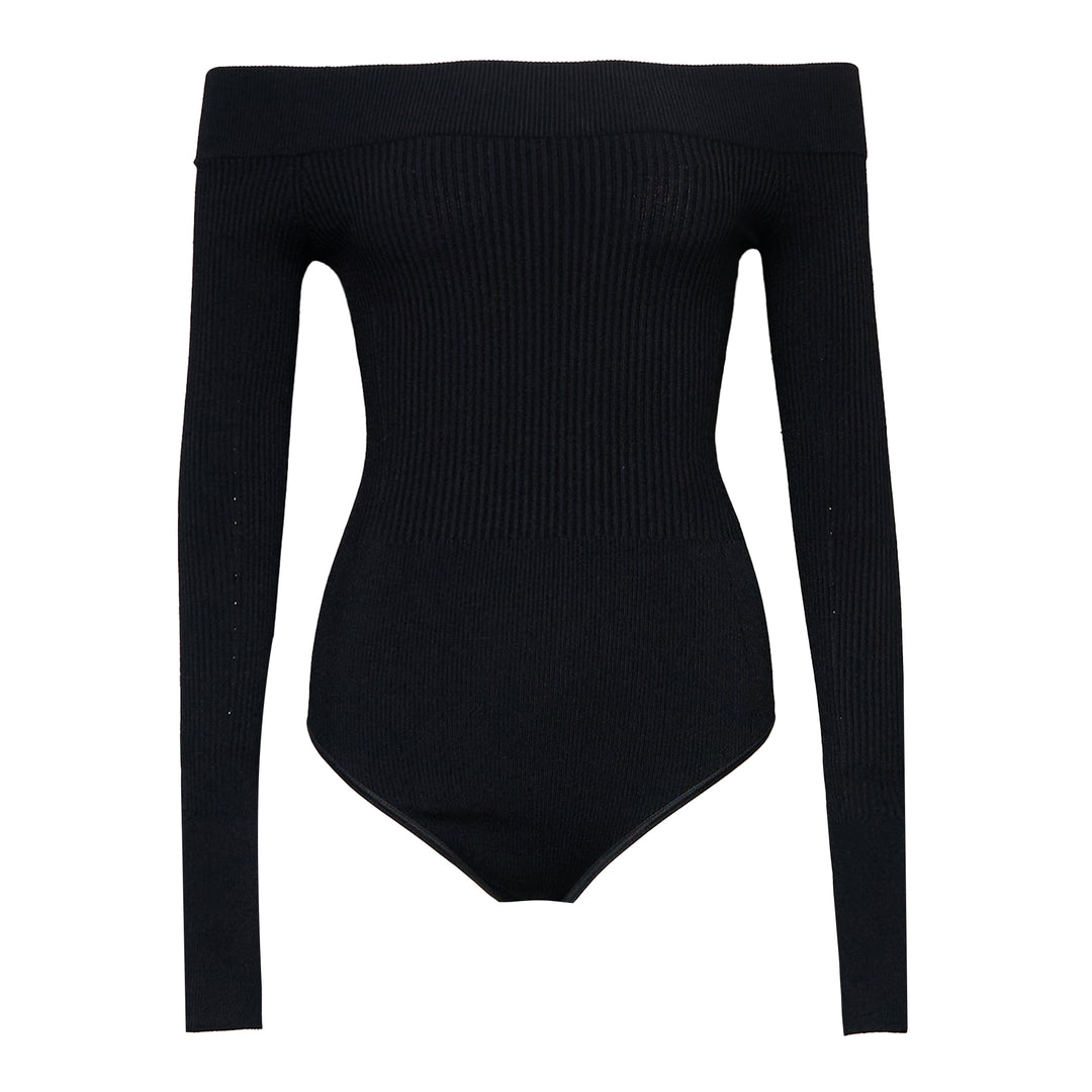 ALAIA Sculpting Rib Knit Off-Shoulder Bodysuit – Available at Club 21, Official Retailer in Singapore, Malaysia & Thailand with Global Shipping Online