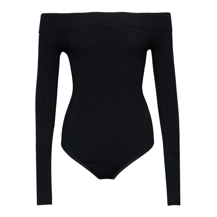 ALAIA Sculpting Rib Knit Off-Shoulder Bodysuit – Available at Club 21, Official Retailer in Singapore, Malaysia & Thailand with Global Shipping Online
