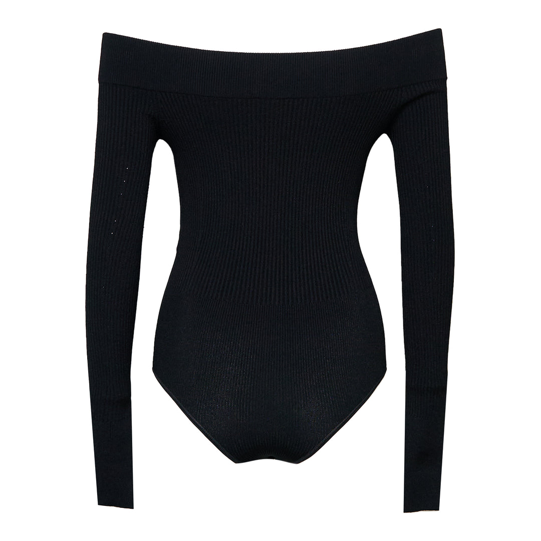 ALAIA Sculpting Rib Knit Off-Shoulder Bodysuit – Available at Club 21, Official Retailer in Singapore, Malaysia & Thailand with Global Shipping Online