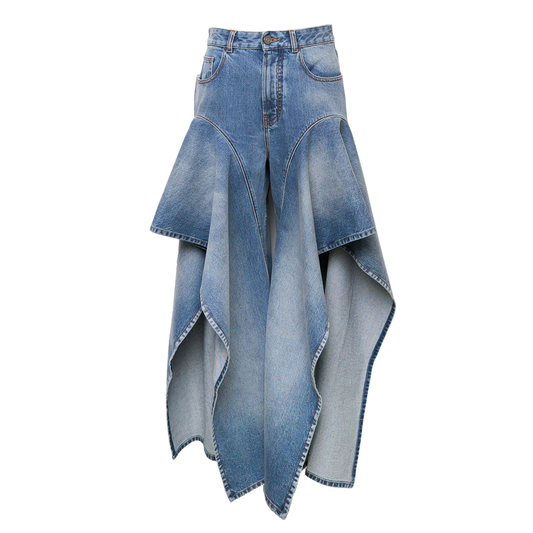 ALAIA Ruffle Pants Japanese Denim – Available at Club 21, Official Retailer in Singapore, Malaysia & Thailand with Global Shipping Online