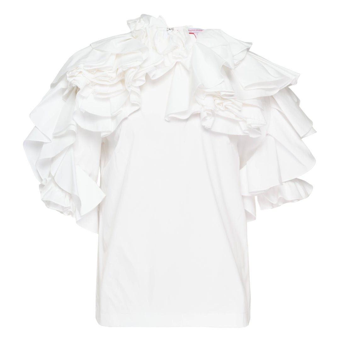 Carolina Herrera Elbow Sleeve Draped Floral Ruffle Top – Available at Club 21, Official Retailer in Singapore, Malaysia & Thailand with Global Shipping Online