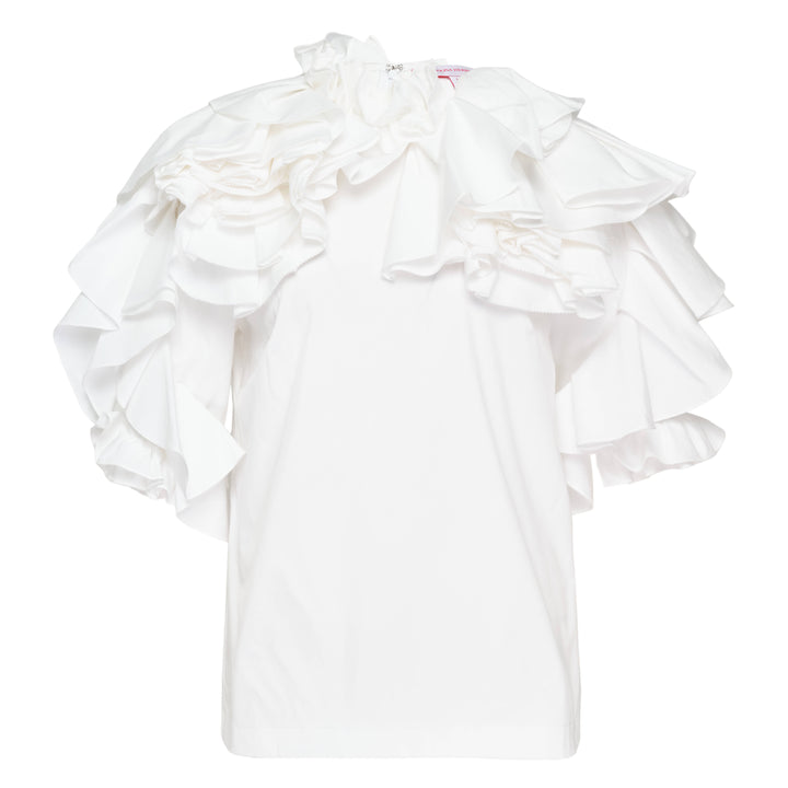 Carolina Herrera Elbow Sleeve Draped Floral Ruffle Top – Available at Club 21, Official Retailer in Singapore, Malaysia & Thailand with Global Shipping Online