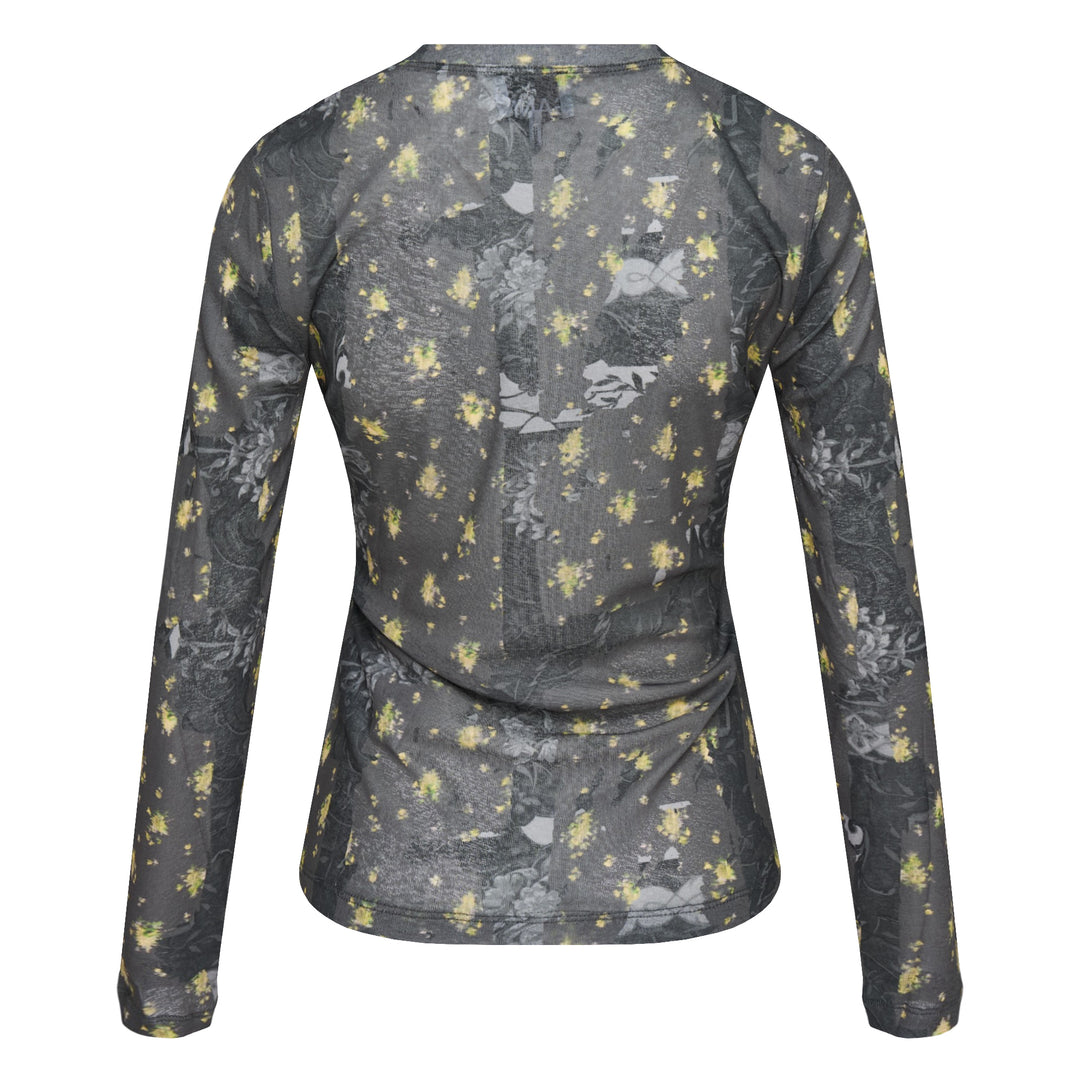 GANNI Printed Marl Mesh Long Sleeve Top – Available at Club 21, Official Retailer in Singapore, Malaysia & Thailand with Global Shipping Online