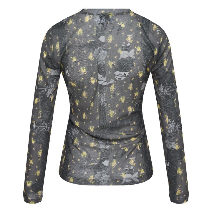 GANNI Printed Marl Mesh Long Sleeve Top – Available at Club 21, Official Retailer in Singapore, Malaysia & Thailand with Global Shipping Online