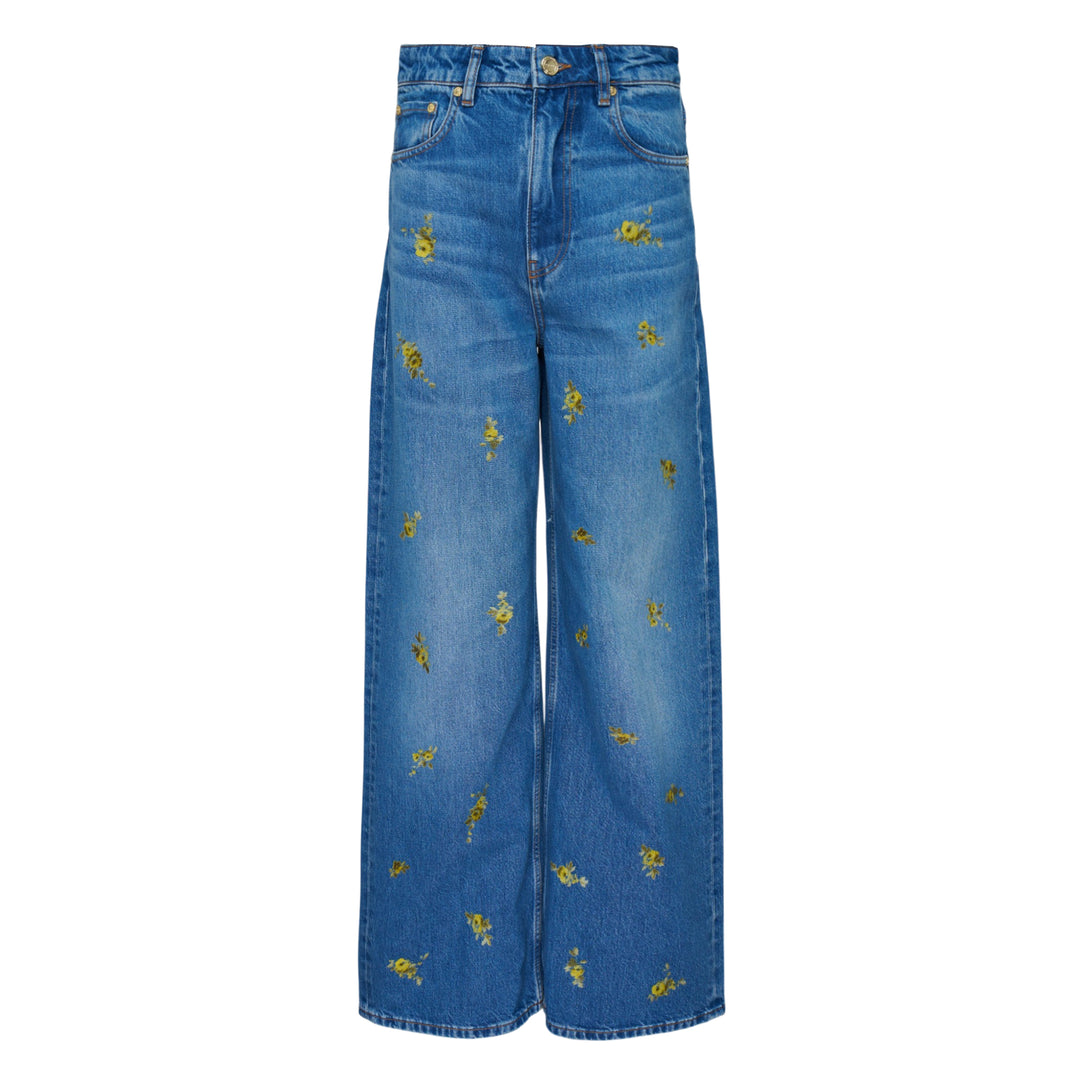 GANNI Printed Flower Denim Lari Jeans – Available at Club 21, Official Retailer in Singapore, Malaysia & Thailand with Global Shipping Online