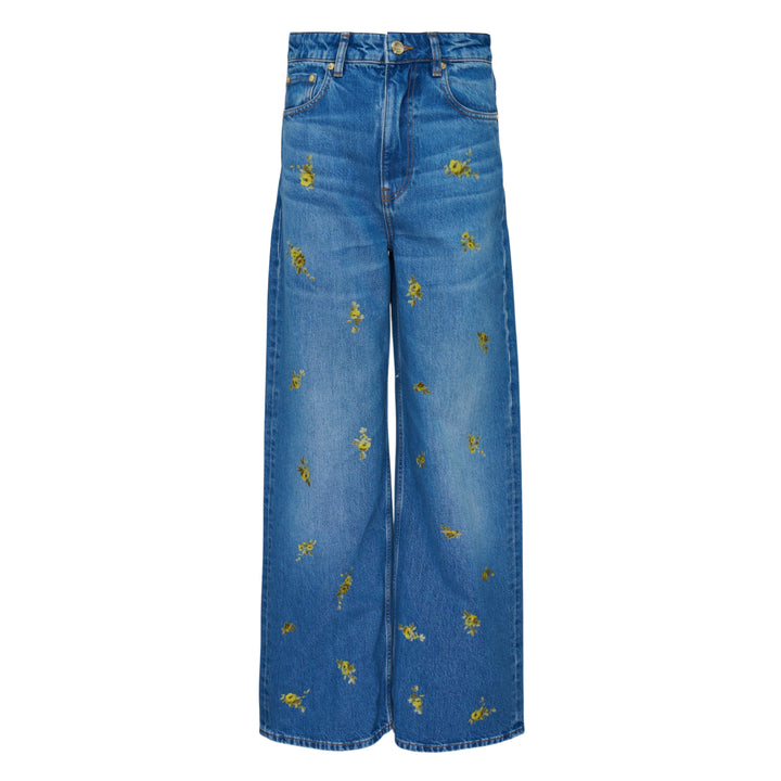 GANNI Printed Flower Denim Lari Jeans – Available at Club 21, Official Retailer in Singapore, Malaysia & Thailand with Global Shipping Online