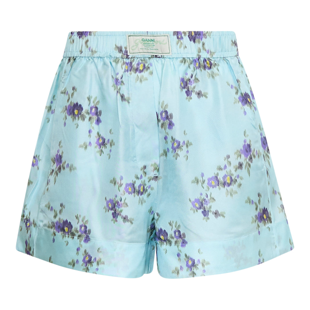 GANNI Printed Silk Twill Elasticated Shorts – Available at Club 21, Official Retailer in Singapore, Malaysia & Thailand with Global Shipping Online