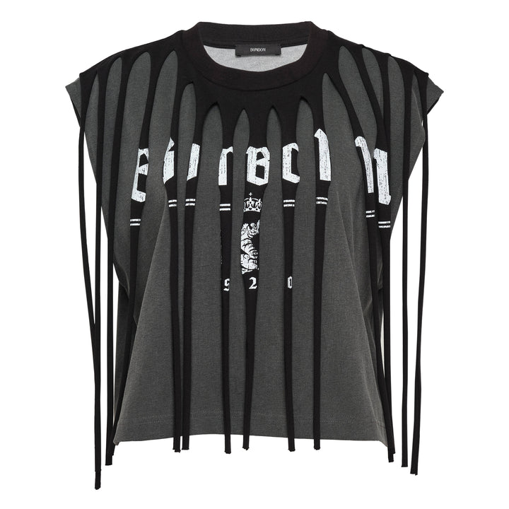 Slash-Cut Tiger Logo Layered T-Shirt