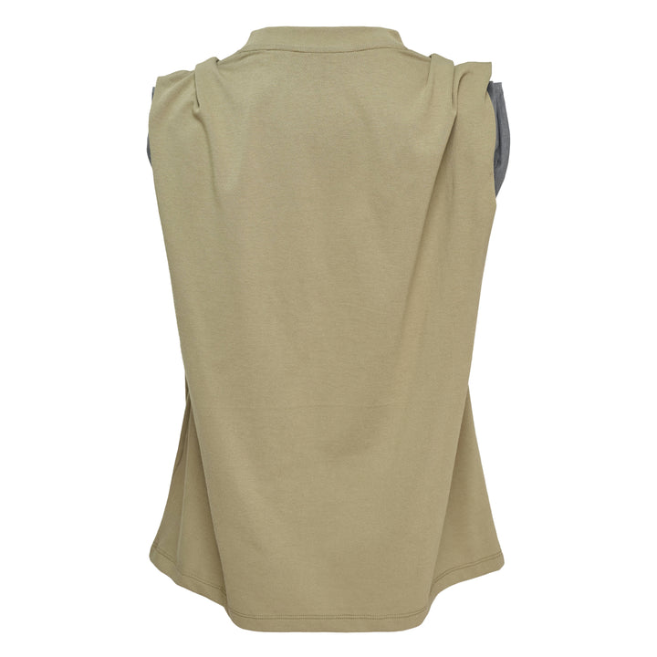Corset Emblem Two Tone Tucked Tee