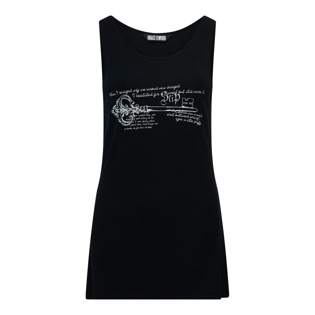 Grace Elwood Key Printed Long Sleeveless Tee – Available at Club 21, Official Retailer in Singapore, Malaysia & Thailand with Global Shipping Online