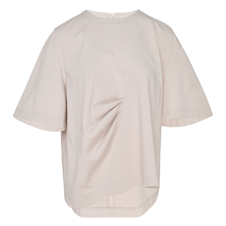 Light Beige Gathered Jersey Tee