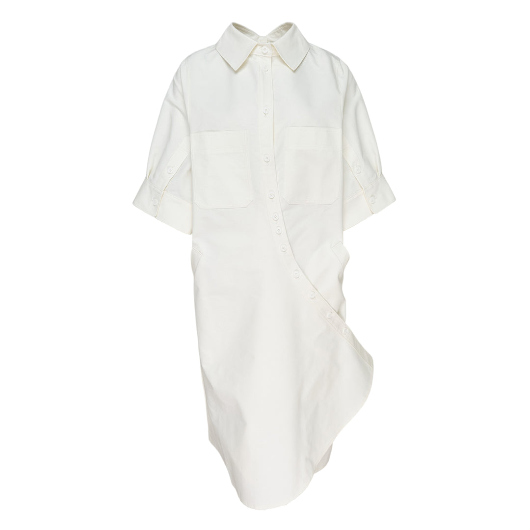 White Back-to-Front Shirt Dress