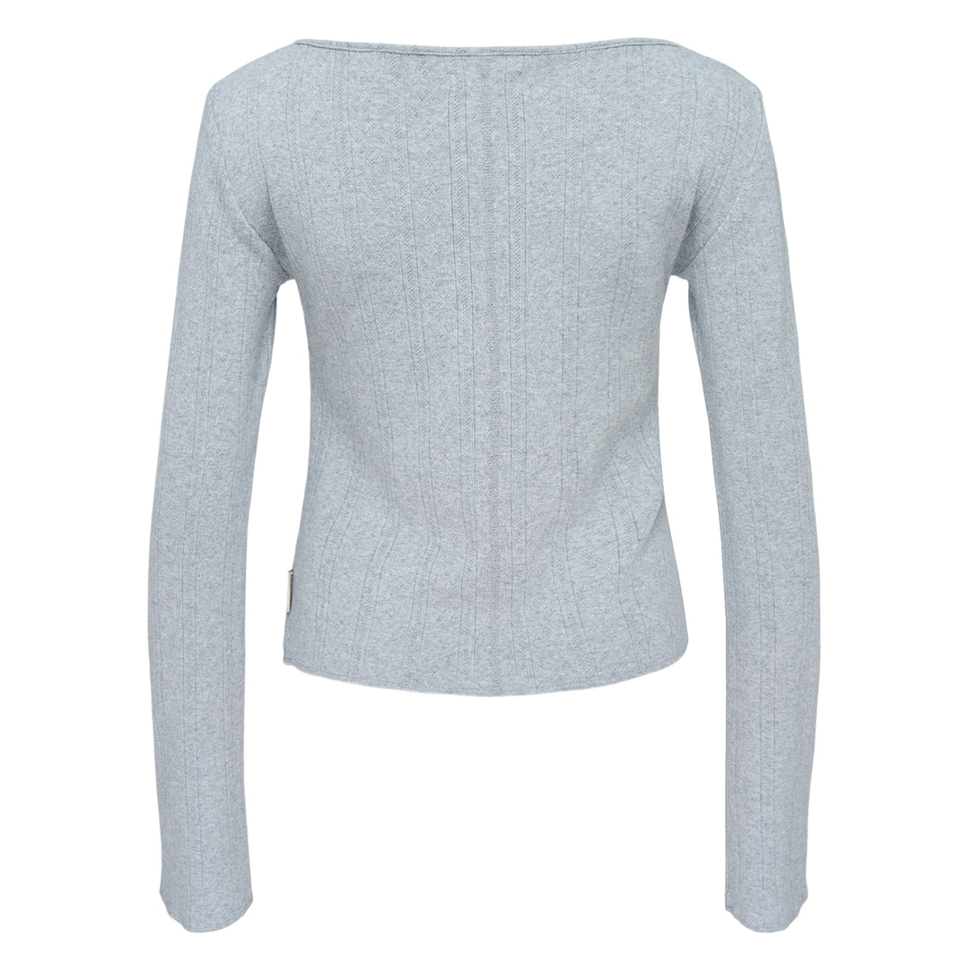 Honey Eyelet Button Long Sleeve Top