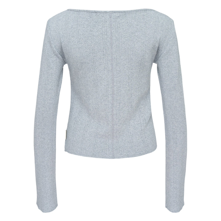 Honey Eyelet Button Long Sleeve Top