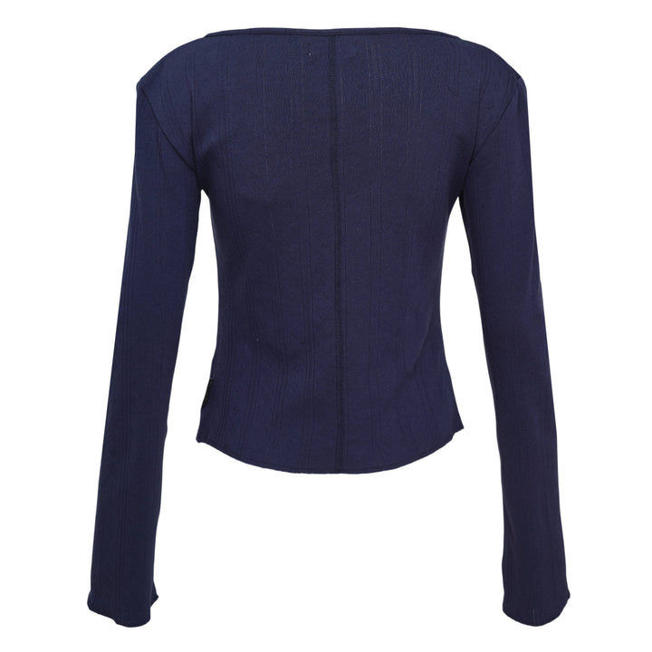 Honey Eyelet Button Long Sleeve Top