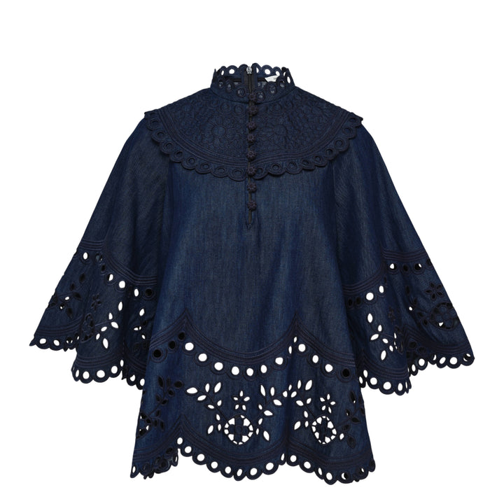 Mahon Broderie Denim Top