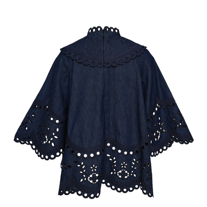 Mahon Broderie Denim Top