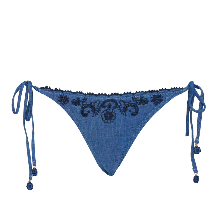 ZIMMERMANN Aster Denim Embroidery Bikini – Available at Club 21, Official Retailer in Singapore, Malaysia & Thailand with Global Shipping Online