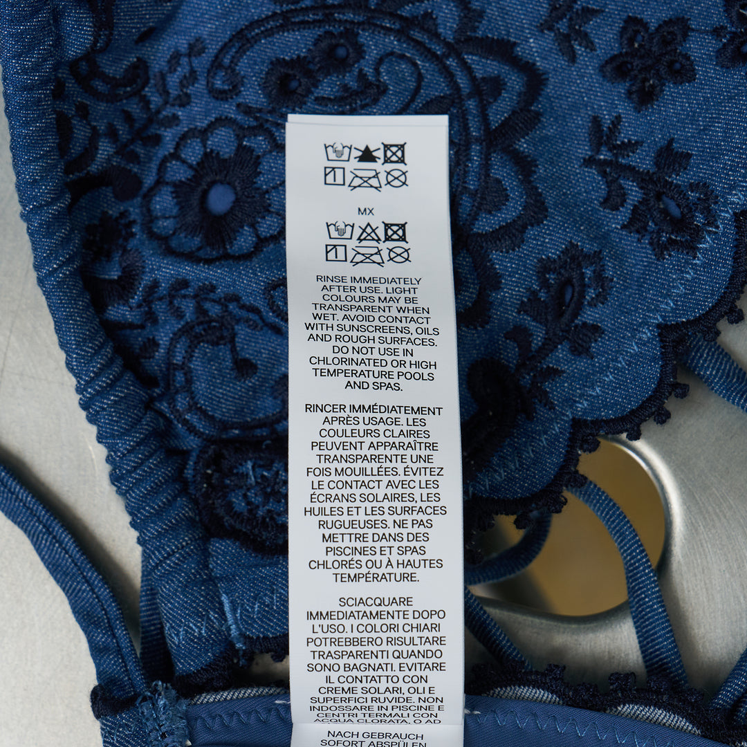 ZIMMERMANN Aster Denim Embroidery Bikini – Available at Club 21, Official Retailer in Singapore, Malaysia & Thailand with Global Shipping Online
