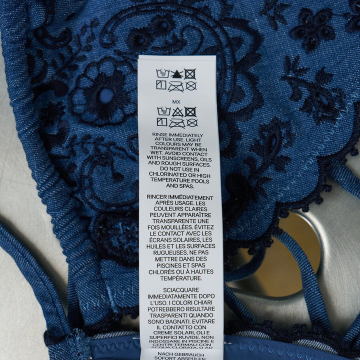ZIMMERMANN Aster Denim Embroidery Bikini – Available at Club 21, Official Retailer in Singapore, Malaysia & Thailand with Global Shipping Online