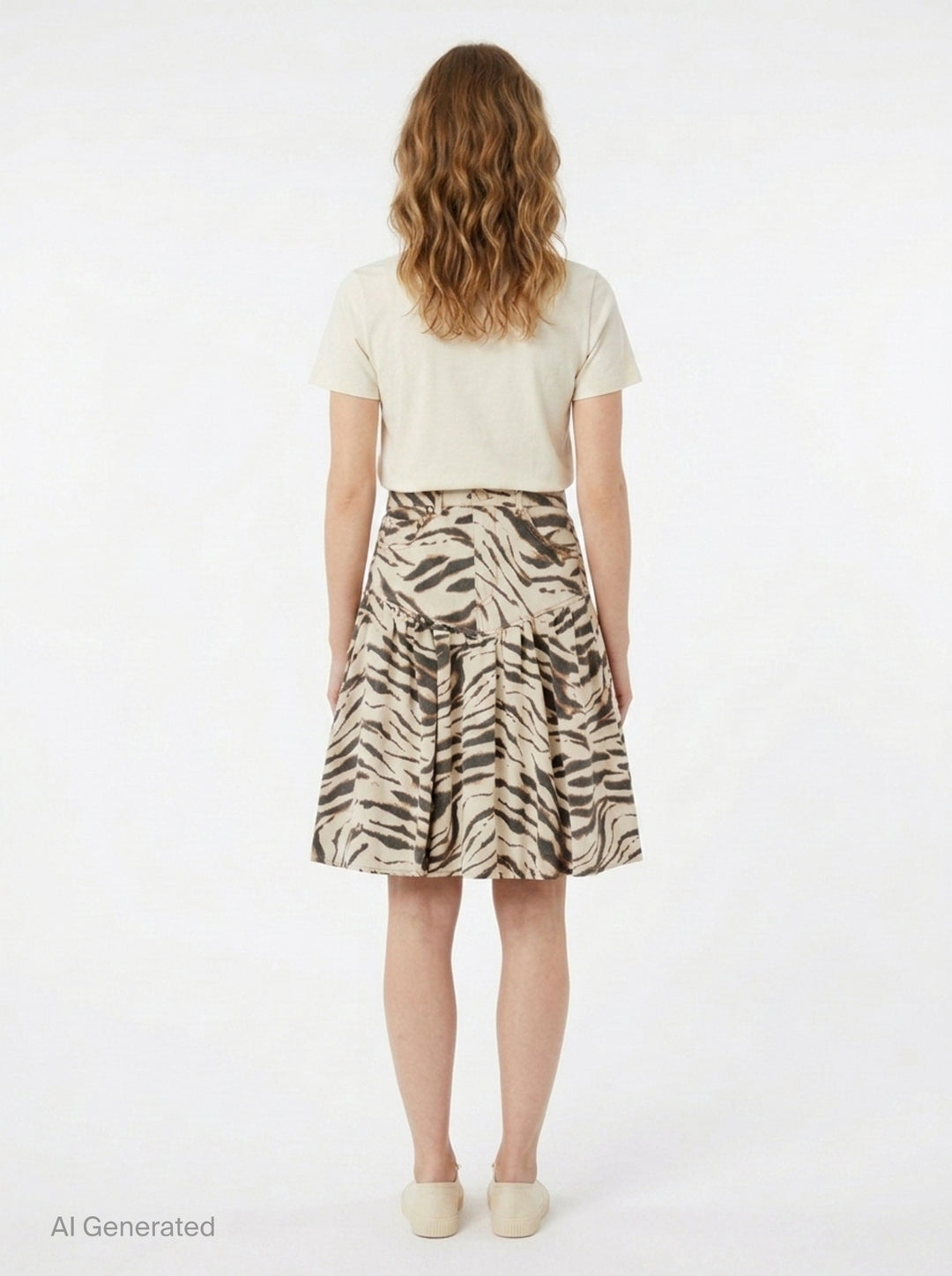 Tiger Print Denim Midi Skirt | Ganni | Club21 - back