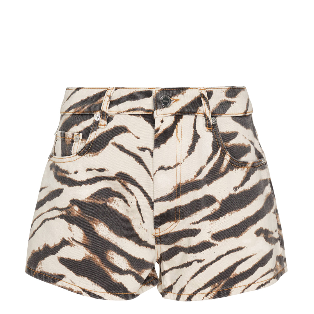 Tiger Print Denim Shorts
