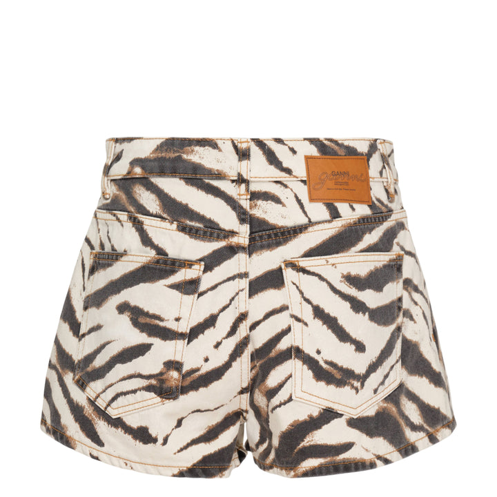 Tiger Print Denim Shorts