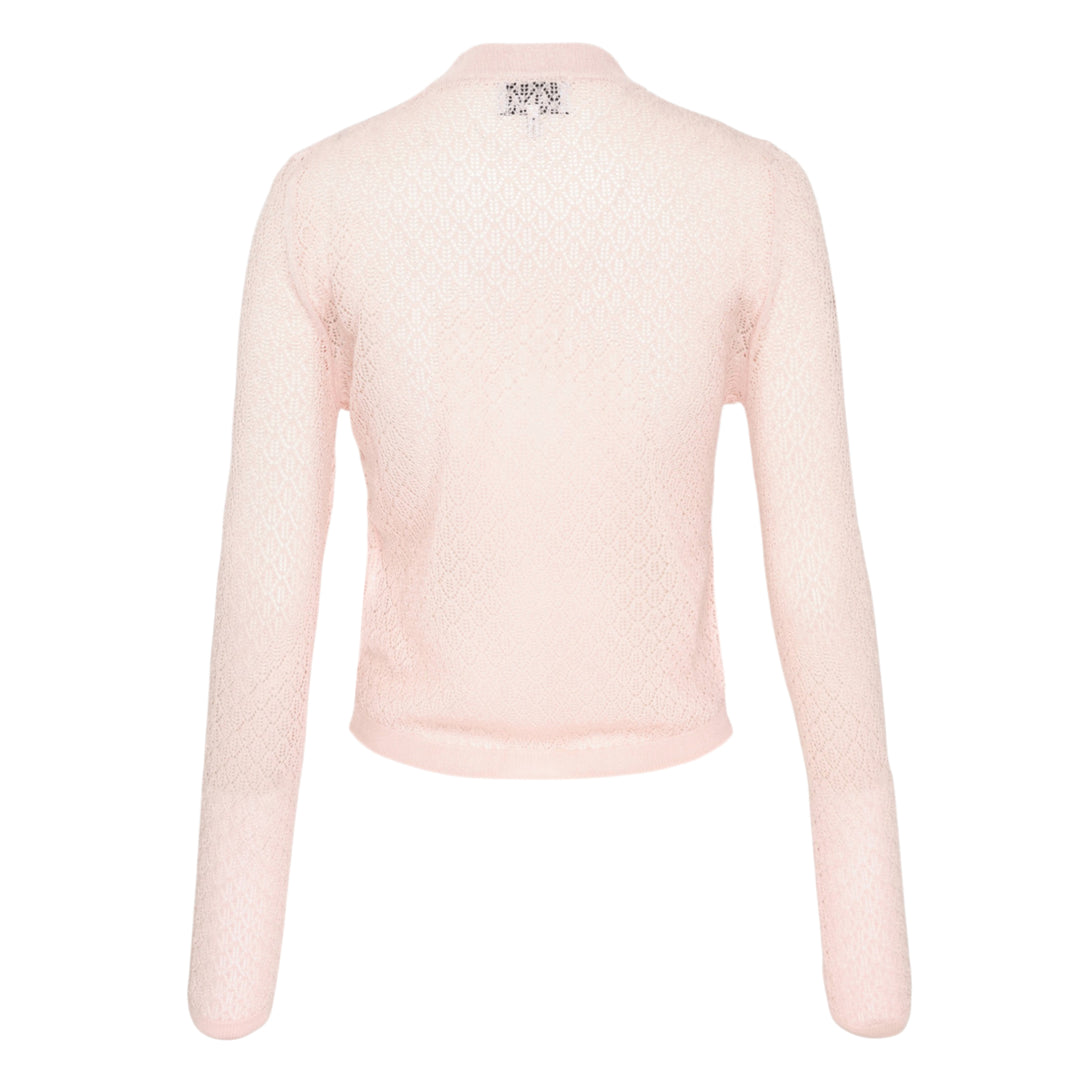Shiny Viscose Pointelle Cardigan